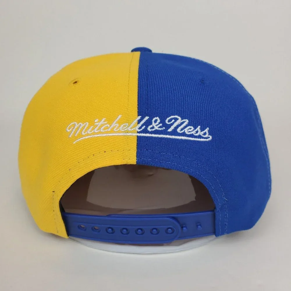 GS Warriors Mitchell & Ness NBA Snapback‎ Hat 3D Logo Blue Yellow Cap NWT